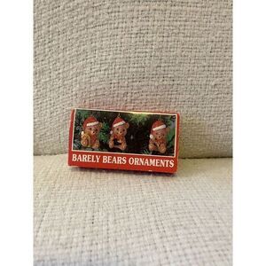 Vintage Teddy Bear Wee Craft Christmas Ornaments 3 pc set Santa Bearly Bears NIB